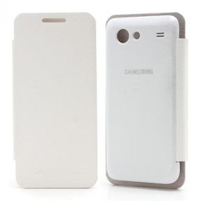 Кожен калъф Flip Cover оригинален за Samsung Galaxy S Advance I9070 бял